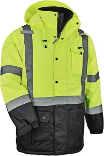 Ergodyne GloWear 8384 Type R Class 3 Hi-Vis Insulated Winter Parka Jacket - ANSI/ISEA 107-2020 Compliant, Lime X-Large