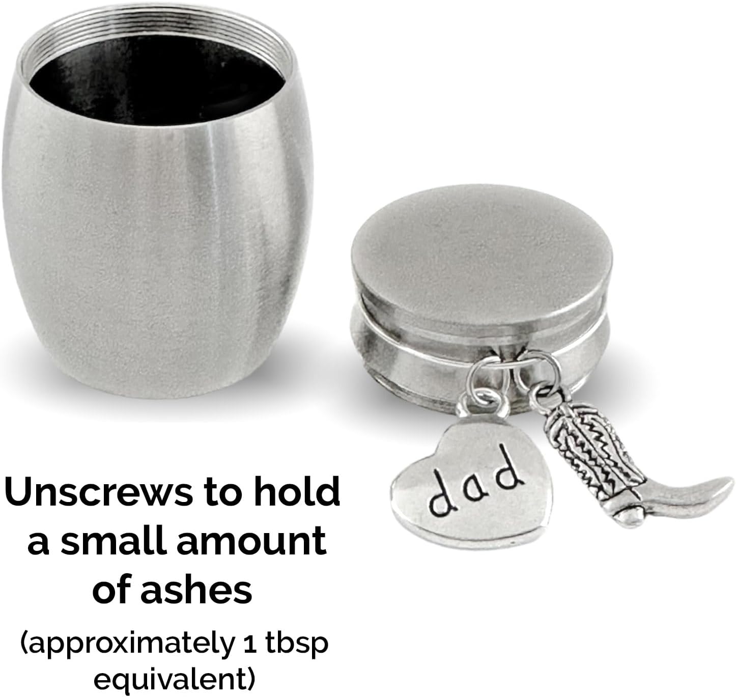 Small Dad Cowboy Boot Urn Western Memorial Cremation Ashes Holder Container for Loss of Father Heavyweight Stainless Steel