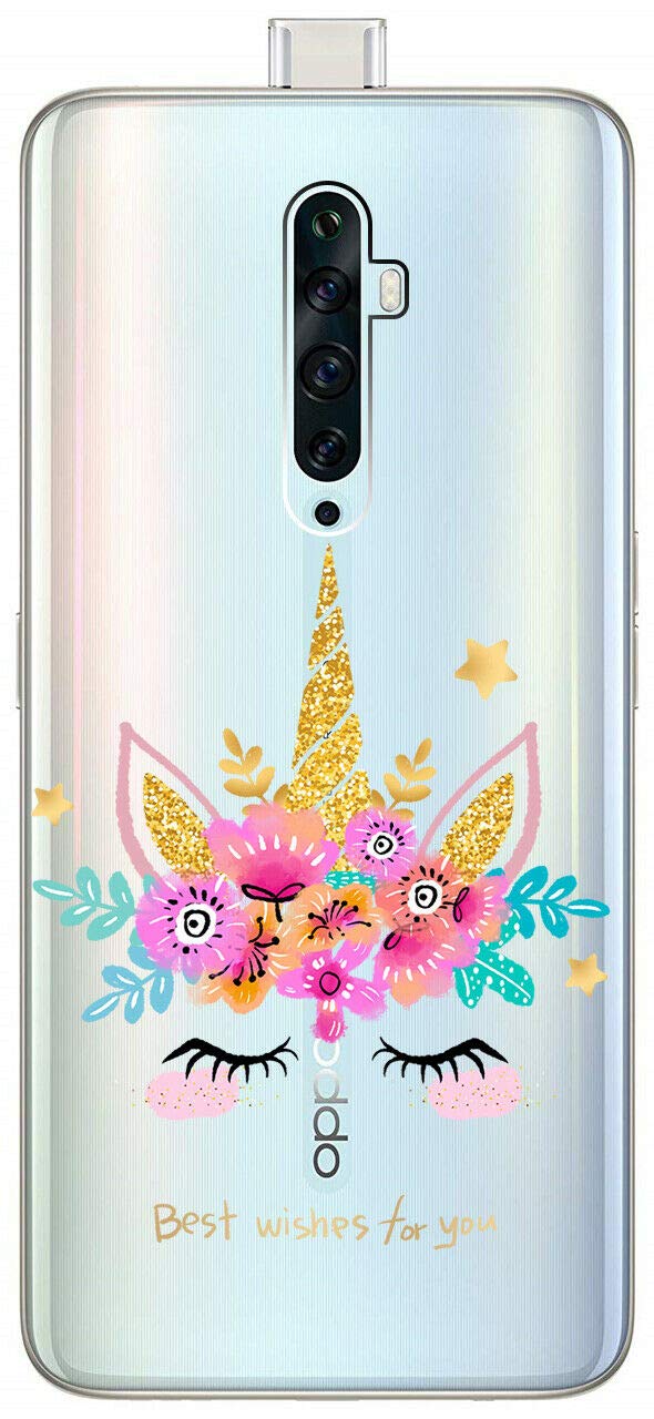 Mixroom - Cover Custodia Case In TPU Silicone Morbida Sfondo Trasparente Per Oppo Reno 7 4G Fantasia UNICORNO E FIORI U1045