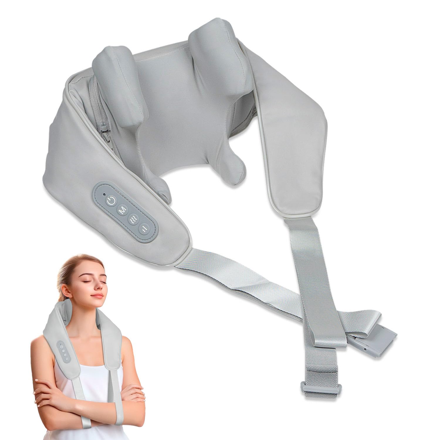 BEM Multi Relax Nackenmassagegerät elektrisch mit Wärmefunktion für Nacken, Schulter, Shiatsu Massagegerät Rücken, 8D-Effekt, 3 Modi, ergonomisches Design zur Entspannung und Schmerzlinderung
