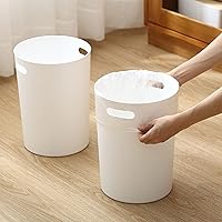 Vista 7 de Lyellfe Paquete de 6 cubos de basura pequeños, papelera redonda de plástico de 1.5 galones con asas, contenedor de basura blanco para espacio