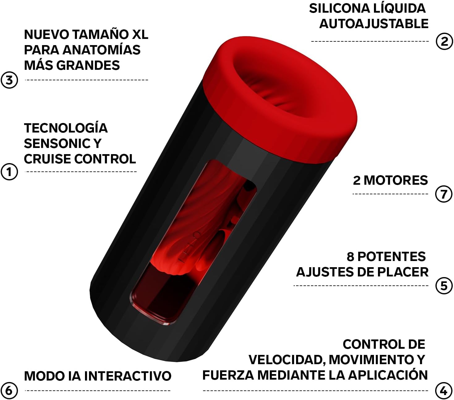 LELO F1S V3 XL Male Sex Toy with Bluetooth App, Automatic Male Masturbator with 7 Settings Sex Toy for Men with an Interactive AI Mode, Hands Free Masturbators, Male Stroker, Male Sex Toy, Red