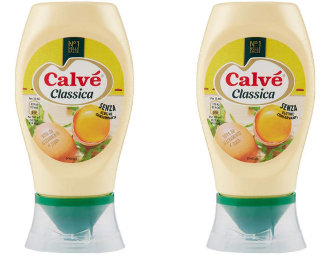 Calvé: "Classica" Gluten Free Italian Mayonnaise * 250ml "Top Down" Bottle * Pack of 2 [ Italian Import ]