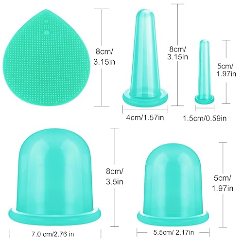 Vista 14 de BBTO Juego de ventosas faciales de silicona, kit de taza de masaje al vacío para cuerpo, cara, cuello, espalda y ojos, 6 tazas y cepillo exfoliante