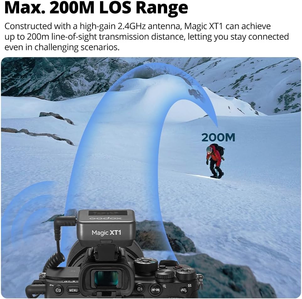 GODOX Magic XT1 Wireless Lavalier Microphone, Microphone for Camera (2 TX + 1 RX Charging Case), Mini Mic with Noise Cancellation, 16H Battery, Touch Screen 200M/60ft