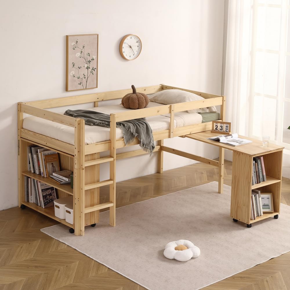 10cm厚さマットレス付き】システムベッド ロフトベッド 木製 シングル