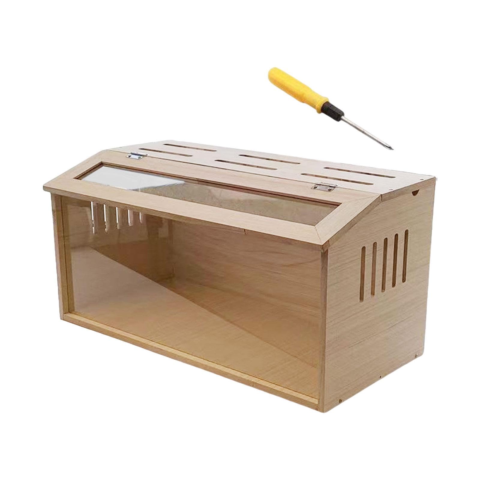 Caja de Criadero de Madera para Pollos, 60x30x30cm (24x12x12in), Transparente, Versátil para Codornices, Reptiles, Roedores y Erizos