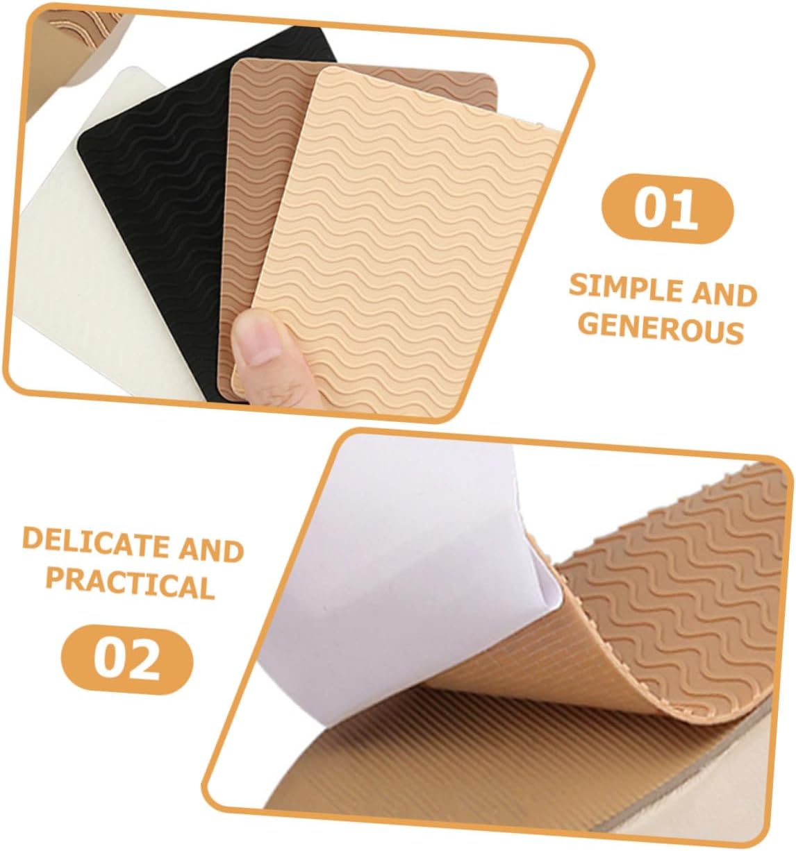 Alasum Anti-Slip Shoe Sole Pad Adhesive Non-Slip Shoe Bottom Stickers 8 Pieces Set Black Beige Khaki for High Heels Slip Protection