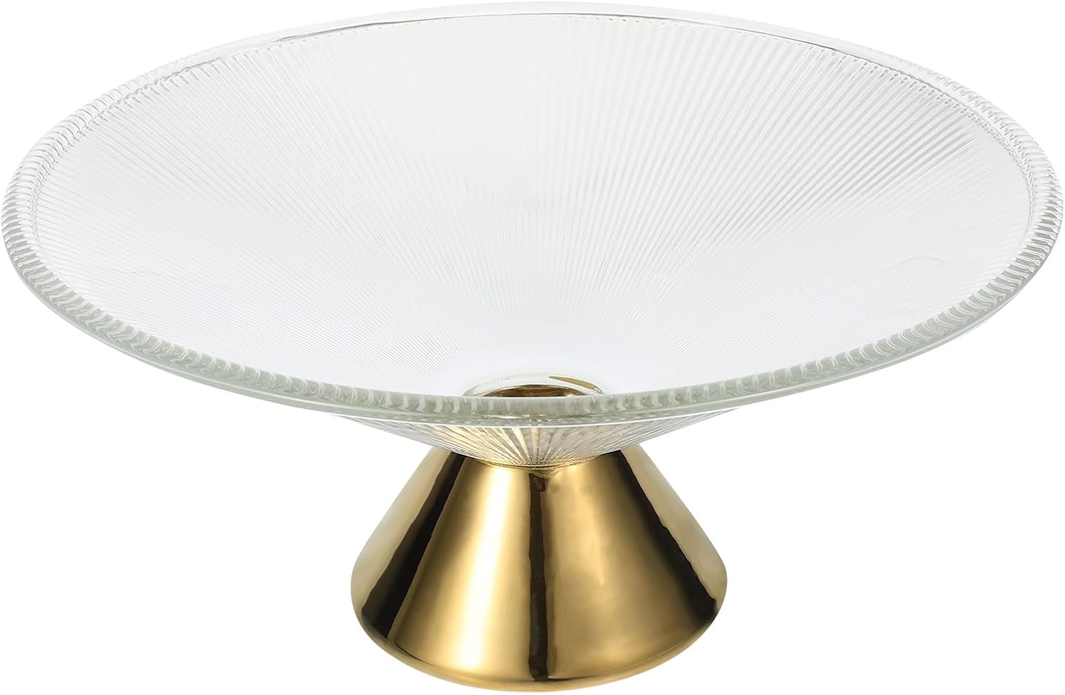 Glass Fruit Bowl with Footed Pedestal, Large Decorative Serving Bowl for Parties and Kitchen Counter, Textured Glass Fruit Platter for Dining and Snack Display