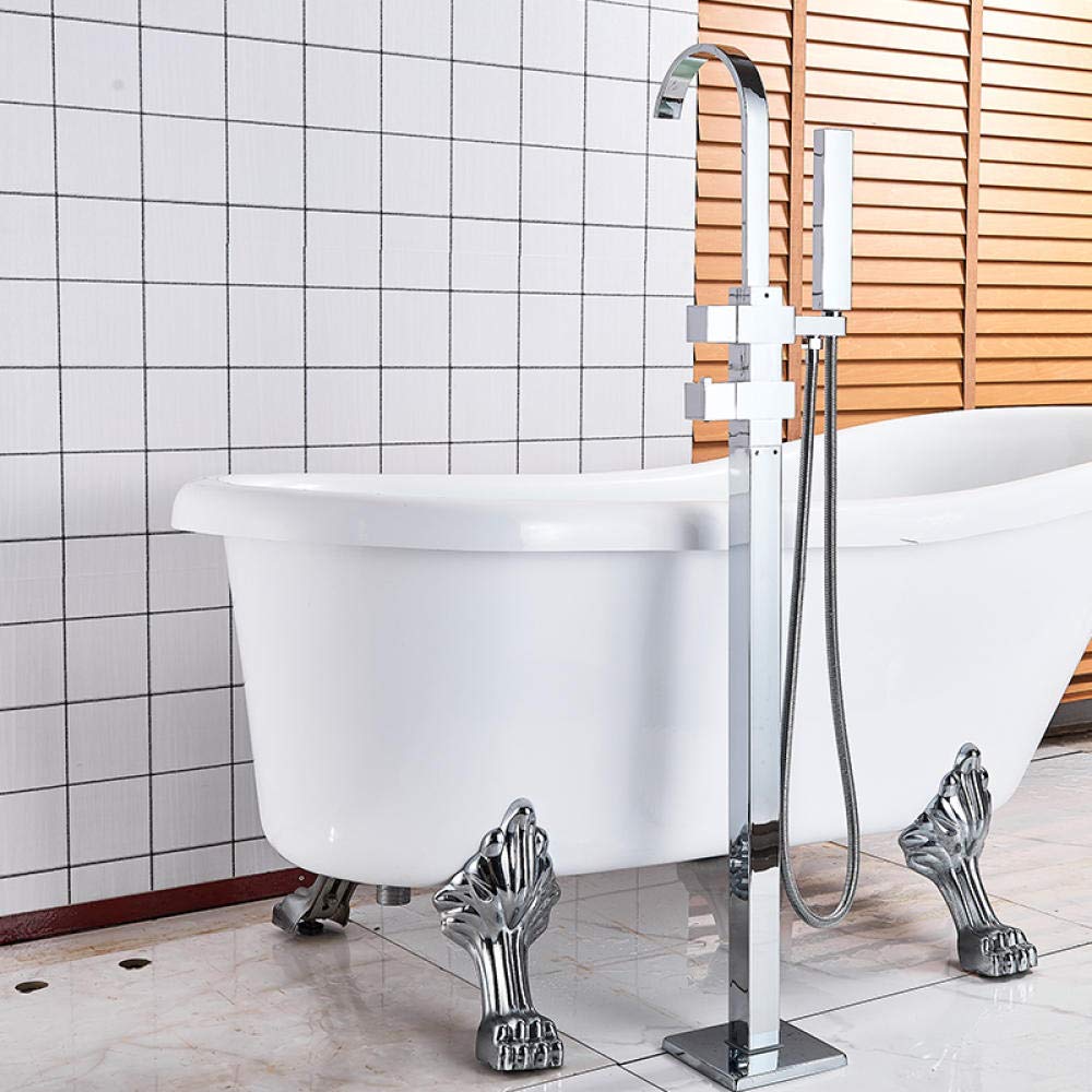 DFGHNBVC Thermostatic Bathtub Faucet Floor Mounted Bathroom Tub Sink Faucet Single Handle Thermostat Water Mixer Tap With Handshower