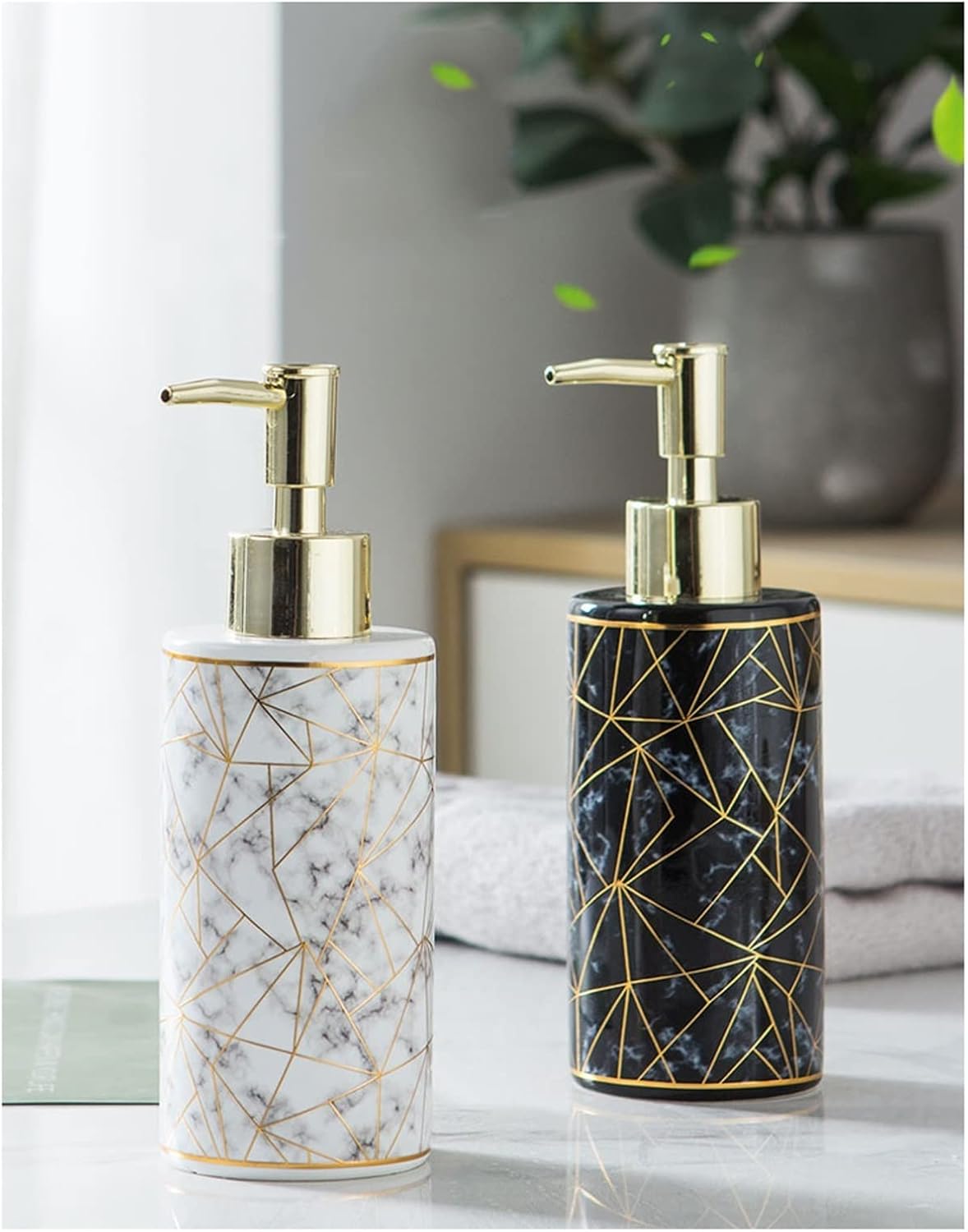 Pump Bottle Dispenser,Lotion Pump Bottles,Ceramic Soap Dispenser With Pump, Bathroom And Kitchen Dispenser, Suitable For Shower Gel Soap Dispenser, Shampoo, Essence Liquid Soap Dispenser(White)