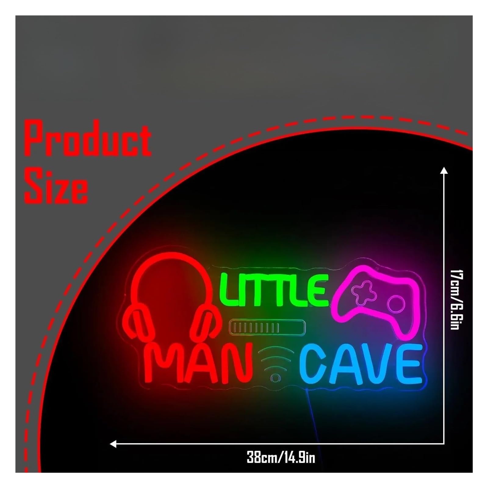 XENITE Luci al Neon Da Parete Insegna Al Neon A Dimmerabile Little Man Cave Per Ragazzi, Adolescenti Stanza Dei Videogiochi, Sala Giochi Per Bambini, Decorazione Da Parete 38 Cm X 17 Cm