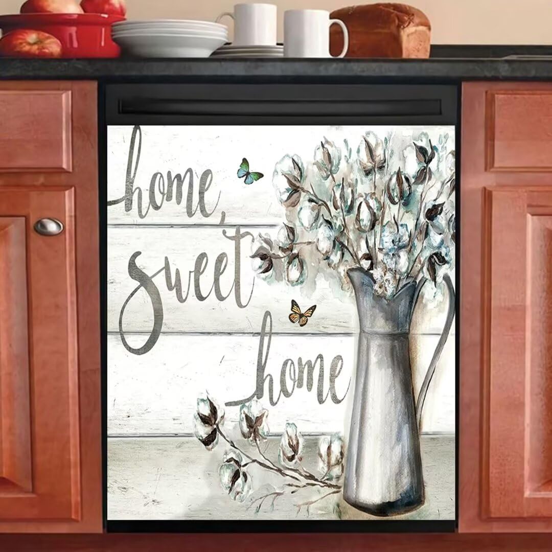 White Floral Dishwasher Covers Dishwasher Door