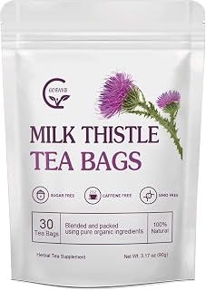 GORNVB Organic Milk Thistle Tea Bags - Liver Support Detox Herbal Tea, Caffeine Free, 30 Count