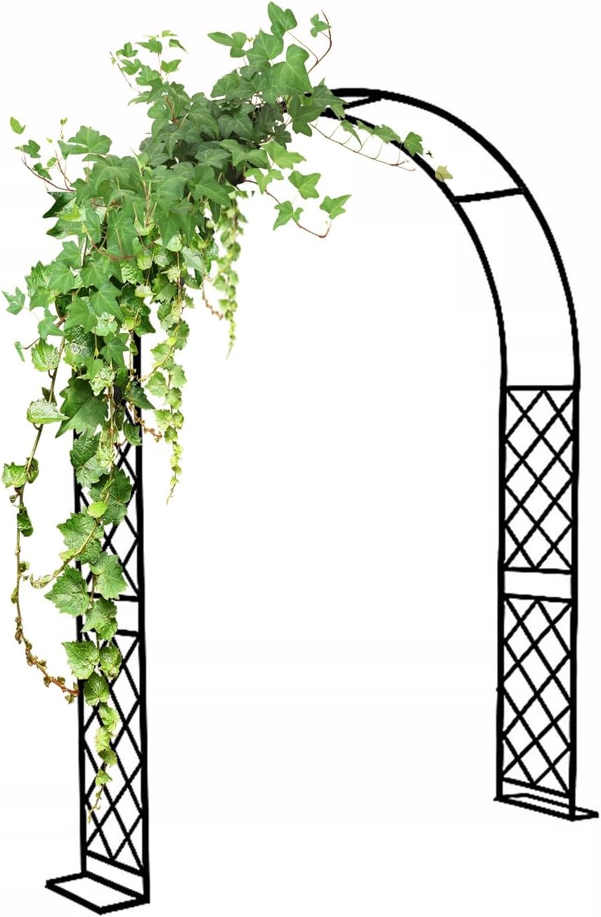 Black Garden Arch Roses Arch Garden Arbor Trellis for Climbing Plants Metal Arch Outdoor Plant Support Trellis 55.1/70.9/86.6/102.4/118.1/133.9in W, 90.6in H Wedding Arches(W: 70.9 in)