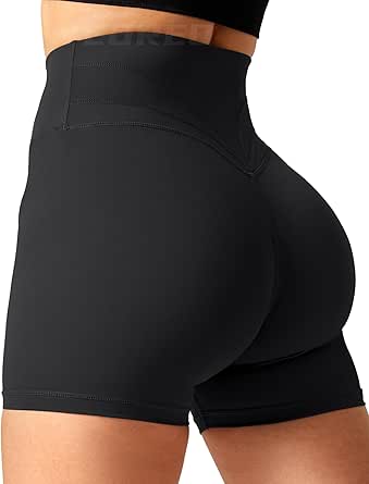 YEOREO Damen Sport Shorts - High Waisted, Po Hebend, Mit Taschen, Nylon/Elasthan