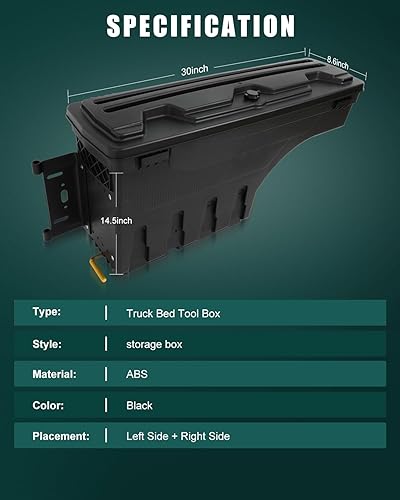 Miniatura 2 de SCITOO Cerradura y llaves caja de almacenamiento de caja de camión Tits para Ford para F-150 2015-2022 lado izquierdo del conductor y lado derecho