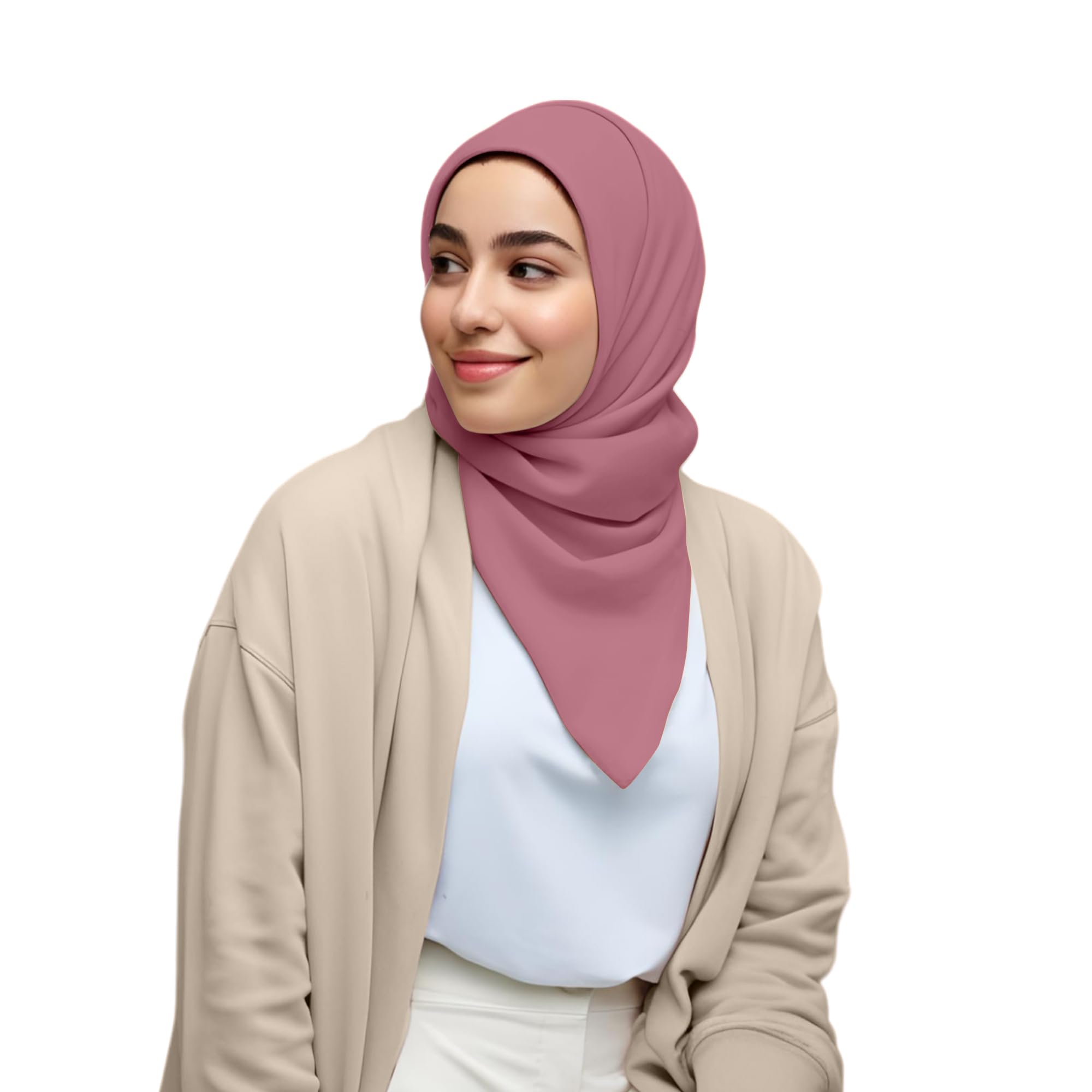 ShopMiey Premium Chiffon Head Scarf Shawl Muslim Hijab Neck Wrap for Women (Turkish Rose)