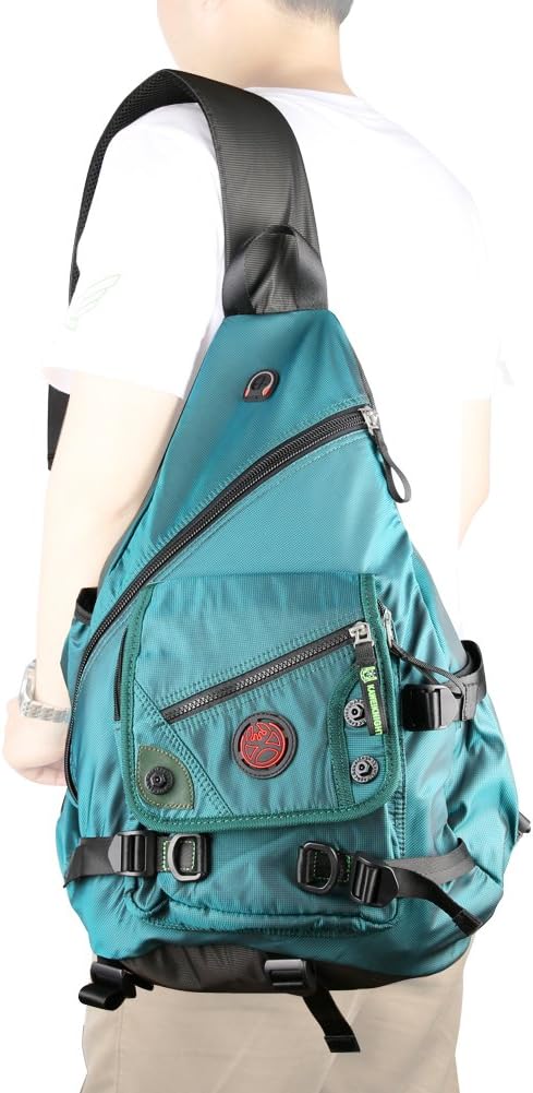 Large Sling Bag Laptop Backpack Cross Body Messenger Bag Shoulder Travel Rucksack (A-Dark Green) - Image 3