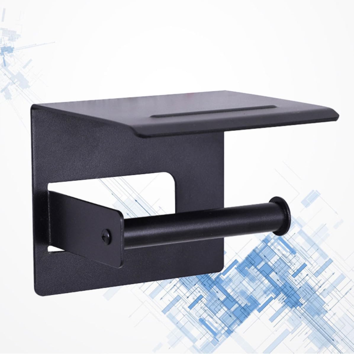 Wall Mount Toilet Paper Holder Storage Rack for Bathroom, Black image 5