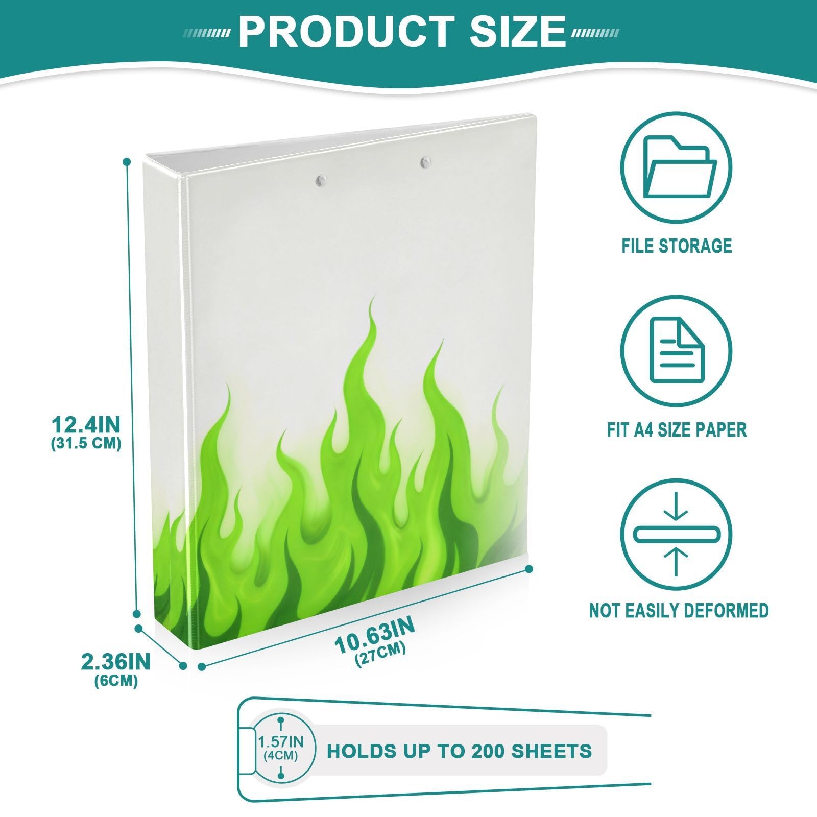 Raccoglitore per materiale scolastico da 1 e 1/2 pollici, bianco fluorescente verde freddo
