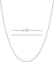 KISPER 925 Solid Sterling Silver 1mm Dainty Thin Box Chain Necklace for Women, Italian Made Tarnish Resistant Waterproof Hypoallergenic, 14 16 18 20 22 24 30 inches