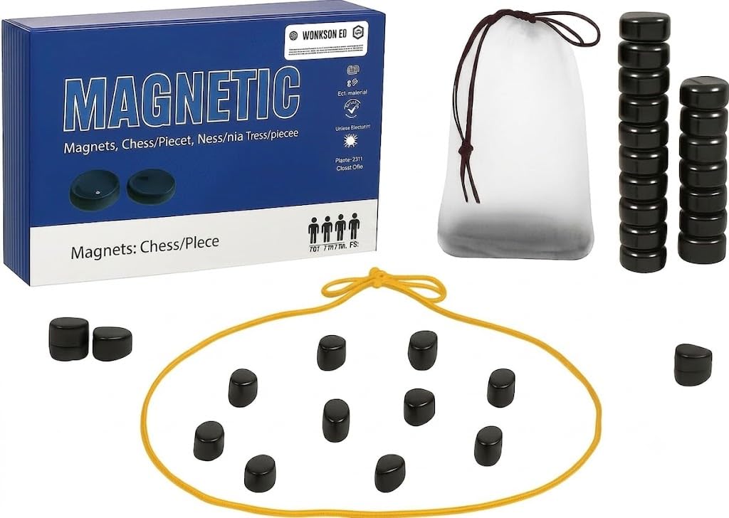 Magnetic Chess game with Stones, Magnet Games for Kids and Adults, Portable and Travel-Friendly,Educational Chess and Checkers for Family, for Christmas and Birthdays