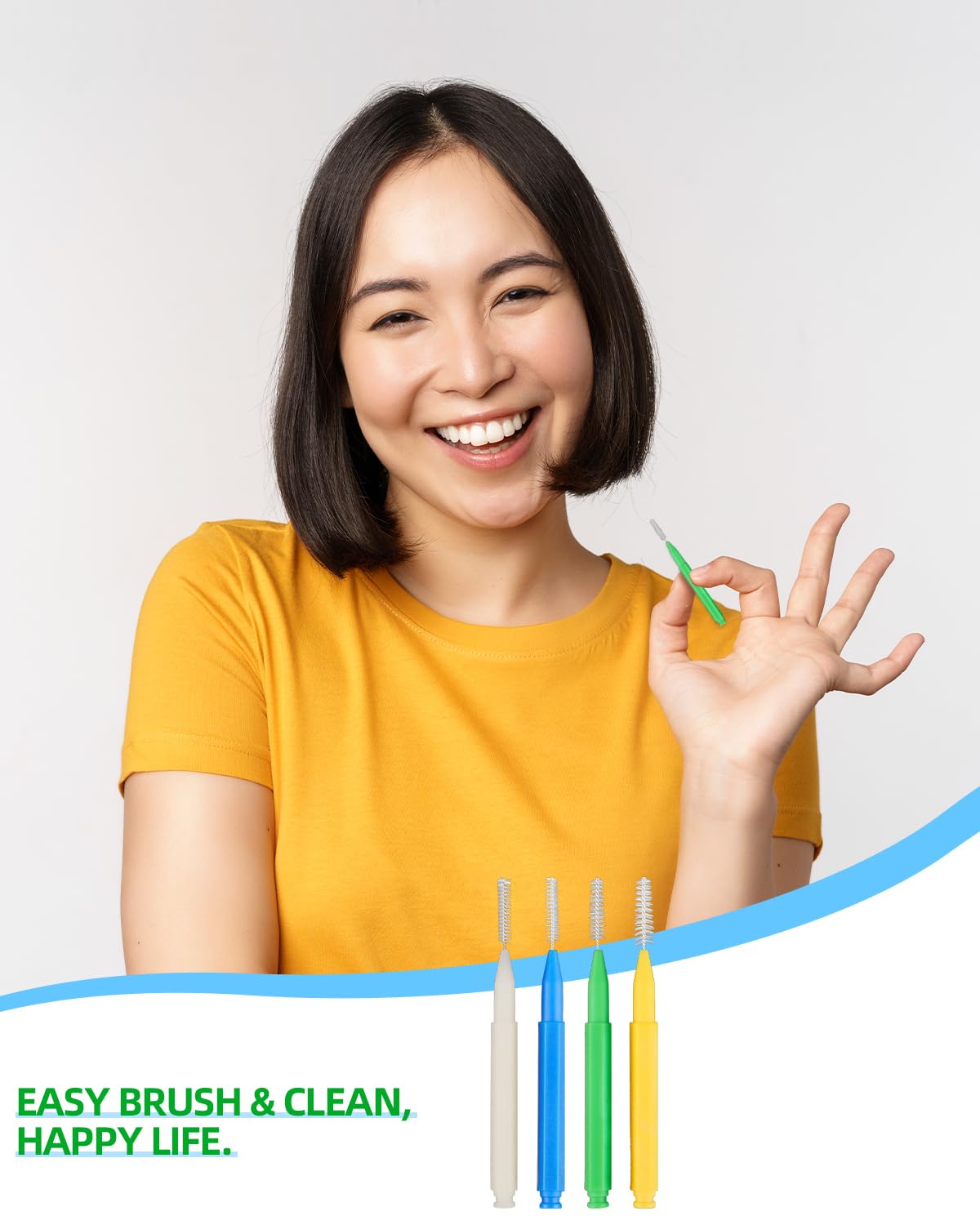 Cepillo interdental, 80 unidades de cepillos entre los dientes, palillos de dientes, hilo dental dental, higiene dental, herramientas de limpieza de dientes, cabezal de hilo dental (4 colores,