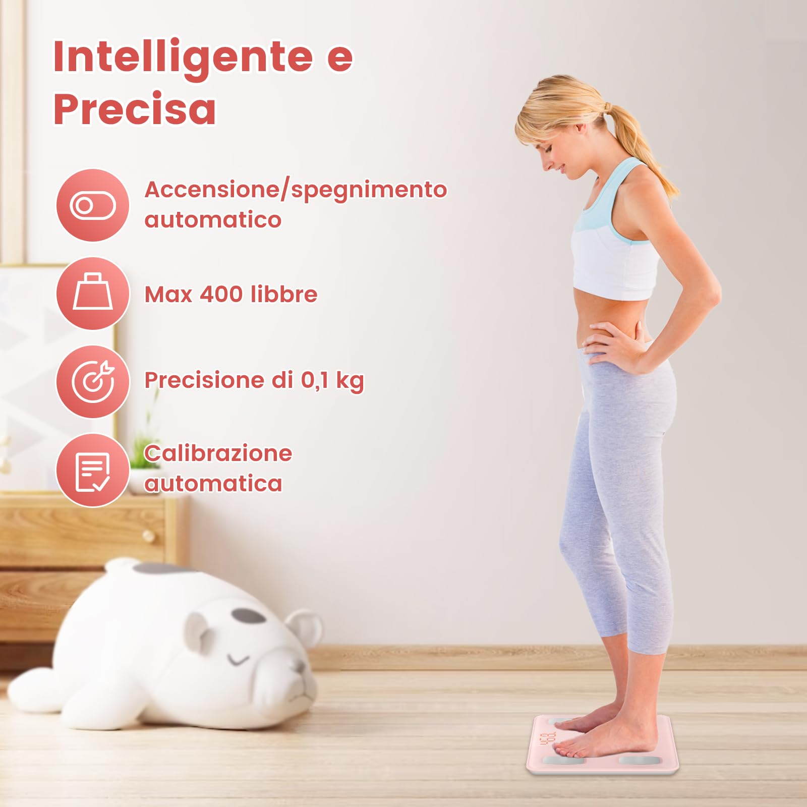 Himaly Bilancia Pesa Persona Digitale Bilancia Pesapersone Impedenziometrica Professionale Elettronica, Compatibile con Bluetooth, Peso di 180 kg per IOS e Android
