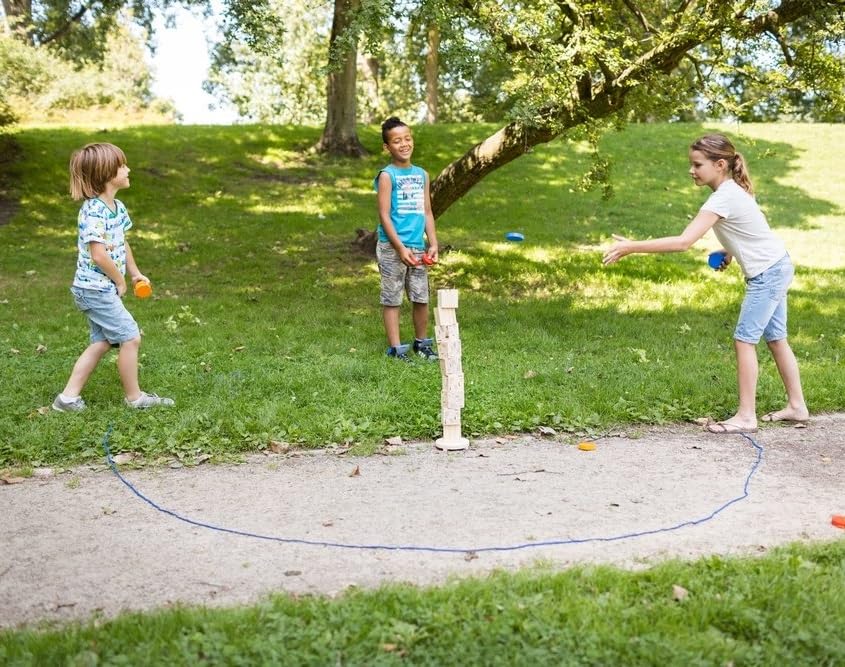 Jeu de Societe geant en Bois : Tour de pise XXL de 65 cm de Haut avec 12 palets + Une Carte Offerte