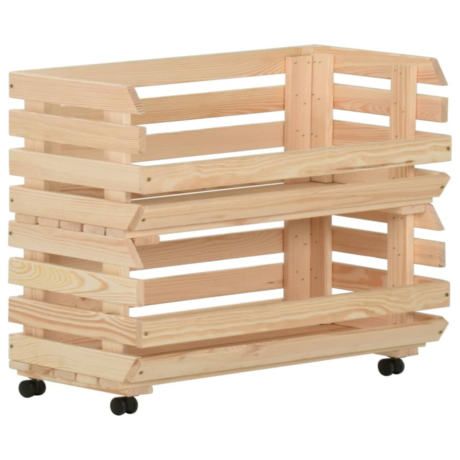 Tidyard Gemüsewagen Stapelkiste Aubewahrungsboxen Vorratskiste Kartoffelhorde Kartoffelkiste Massivholz Kiefer 77x30x80 cm