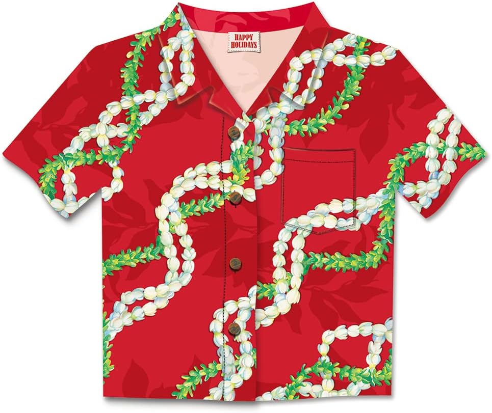 Island Heritage Aloha Shirt Boxed Hawaiian Christmas Cards - Pikake Lei II - 8 cards & 9 envelopes
