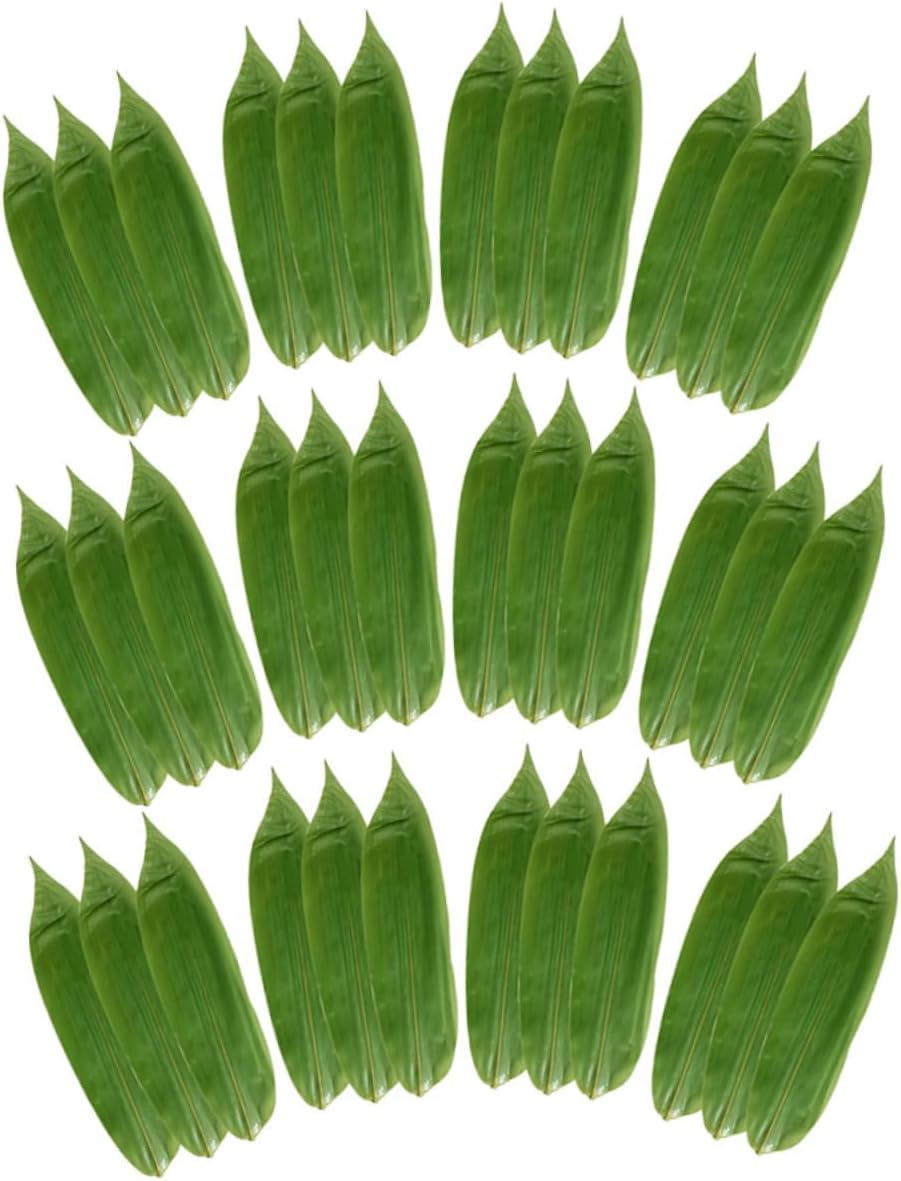 200pcs Artificial Banana Leaves for Sushi Cooking Leaf Sashimi Decor Sushi Plate Liner Bamboo Decorations