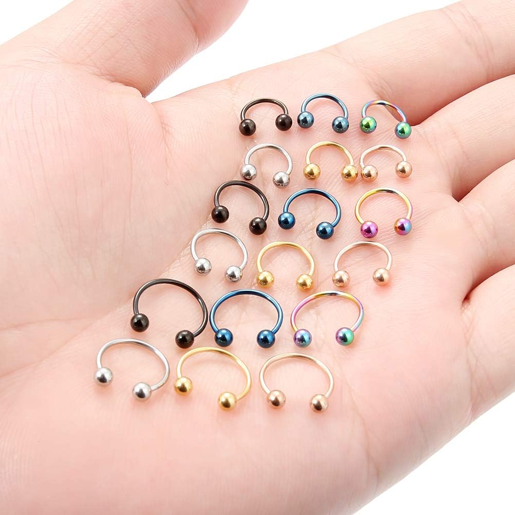 SCERRING 20G Nose Hoop Rings Stainless Steel Nose Horseshoe Hoop Rings Eyebrow Lip Ear Tragus Septum Piercing Jewelry Hanger Retainer 6-14mm 18-30PCS - Image 3