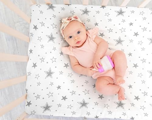 Miniatura 10 de Juego de 4 sábanas bajeras unisex de estrellas y luna para bebés, niños o niñas (sábanas para cuna)