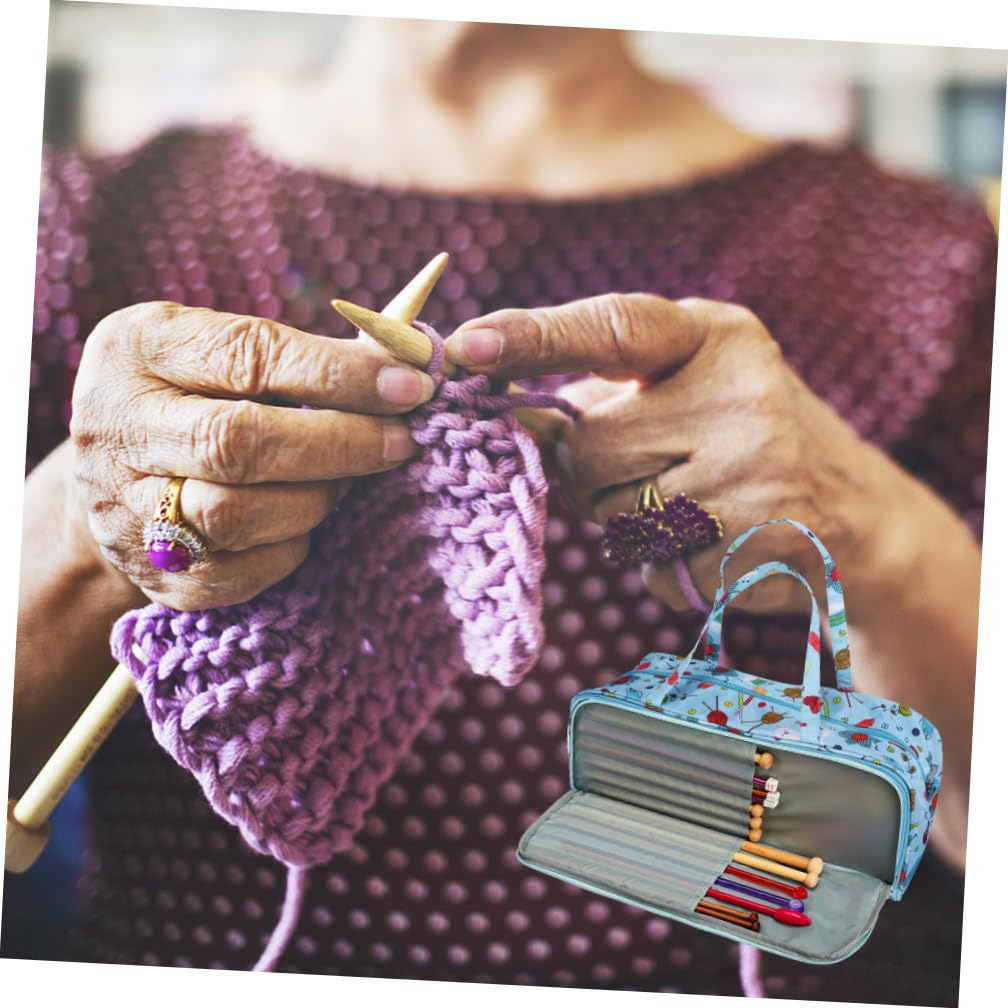 SHINEOFI Borsa Porta Gomitoli Grande Capacità Oxford Resistente ai Graffi Manico, Multi-scomparti e Tasche, per Organizzare Accessori per Uncinetto a Casa