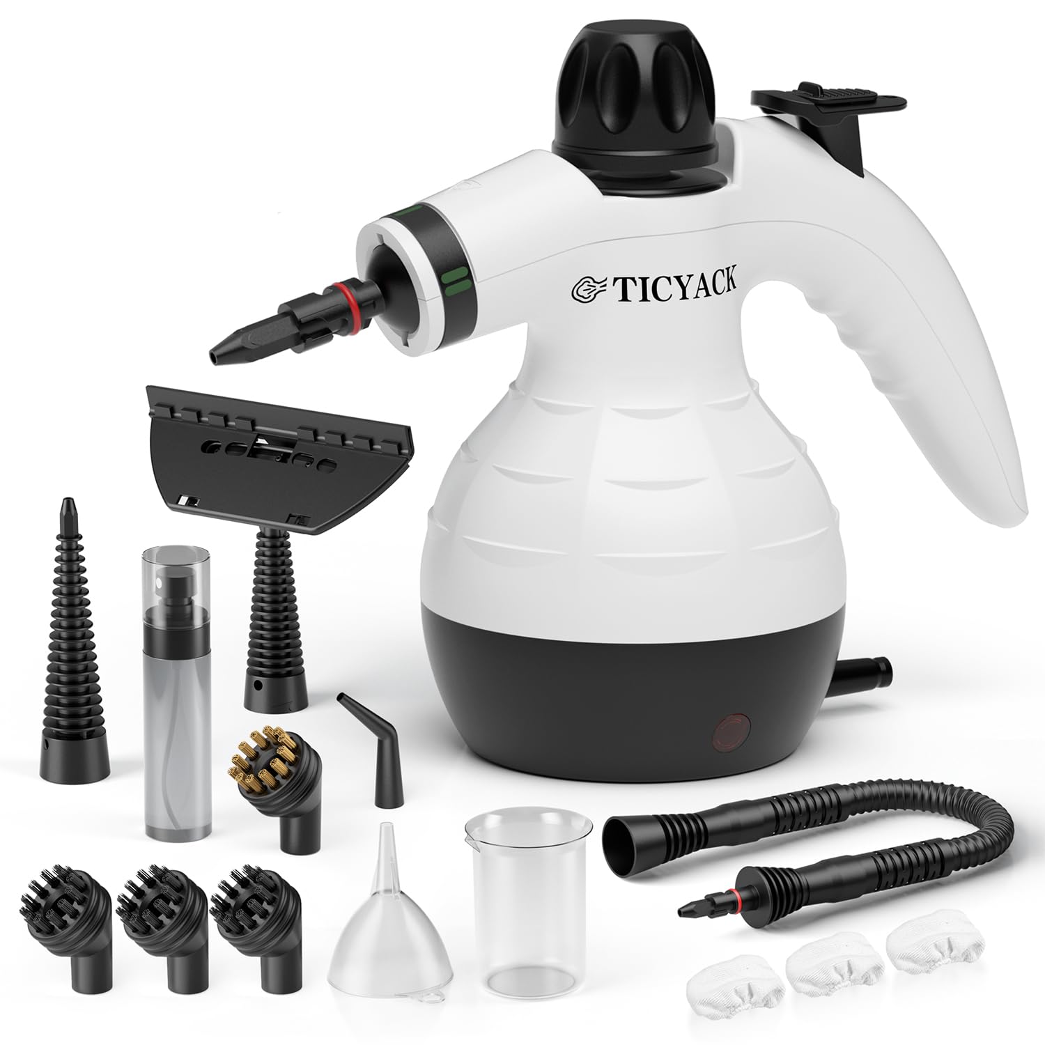 TICYACK Steam Cleaner Handheld, Steam cleaner with 16 Accessories, Hands-Free Auto Steam & Child Lock, Multi-Surface steam Cleaner for home, Kitchen, Car Detailing, Upholstery (Cream White)