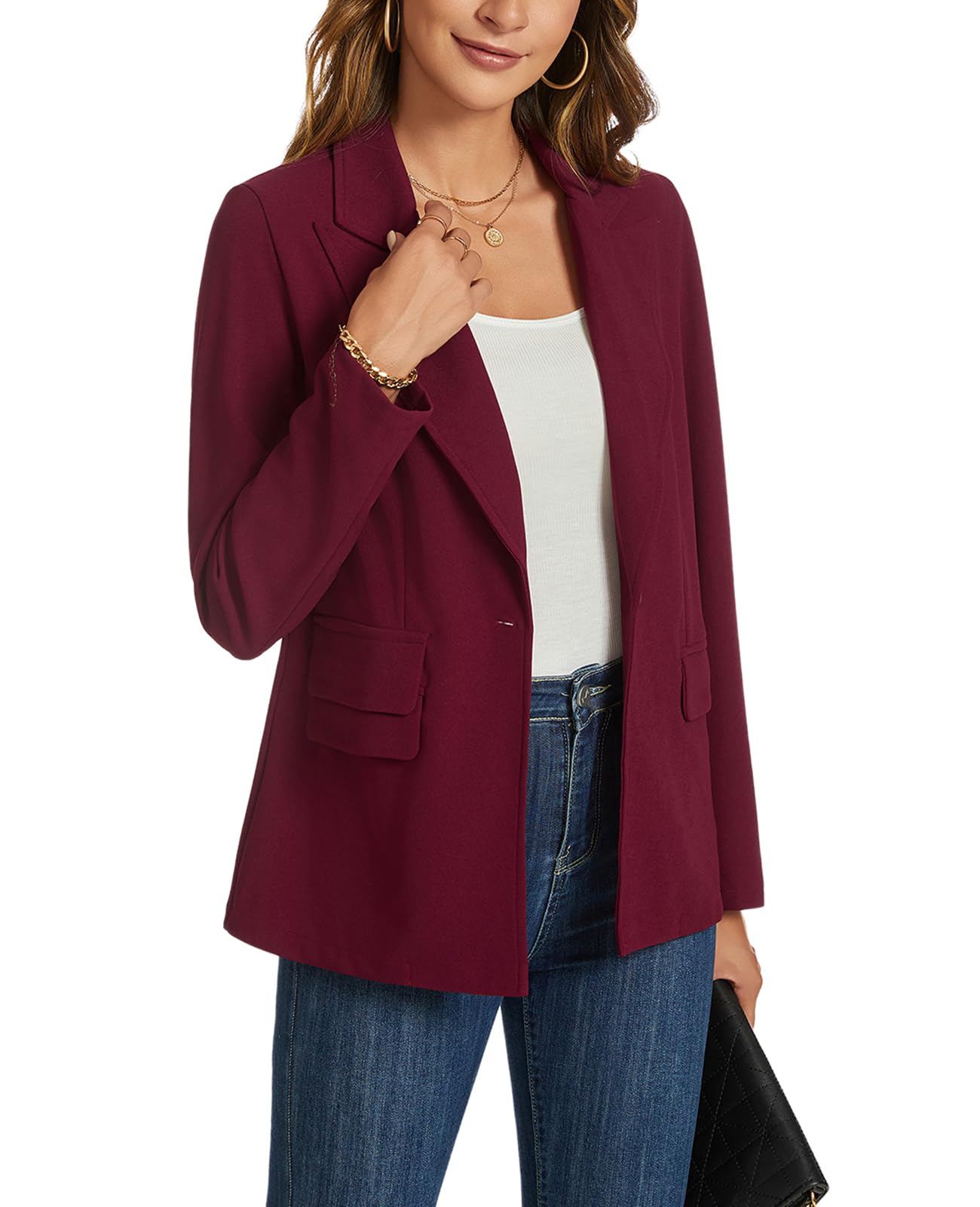 MINTLIMIT Blazers for Women Long Sleeve Notched Lapel Button Business Casual Blazer Work Office Blazers Jacket with Pockets