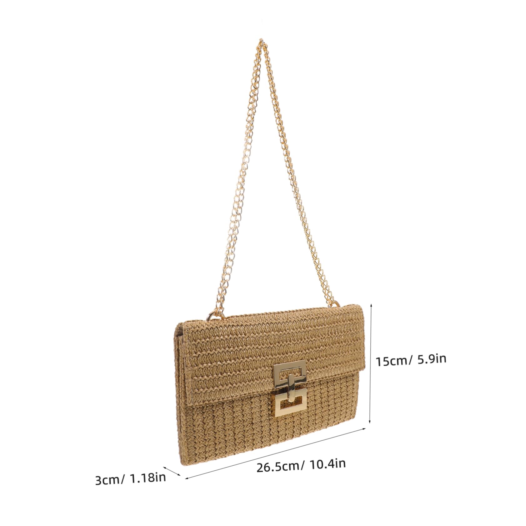 OATIPHO Summer Straw Handbag Imitation Straw Clutch Purse Banquet Bag Chain Flip Bag Rustic Purse