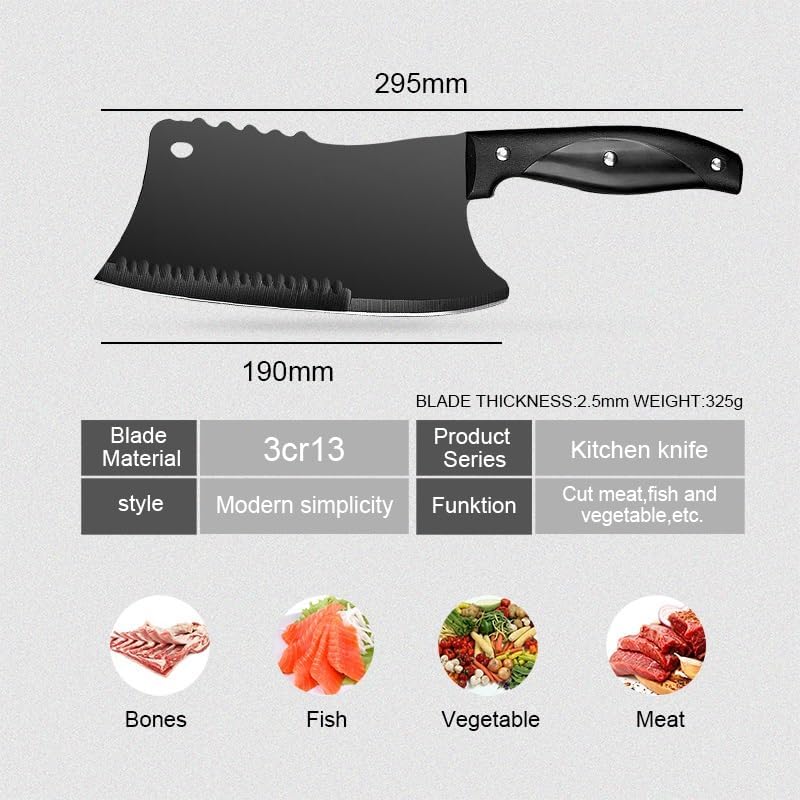 Meat Cleaver, Butcher Knife Stainless Steel Bone Chopping Knife Meat Vegetables Slicing Cleaver High Hardness Kitchen Chef Knife