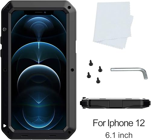 Miniatura 7 de Marrkey Funda protectora de cuerpo completo para iPhone 12, resistente a los golpes, funda de metal de aleación de aluminio con protector