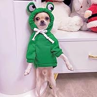 Vista 4 de XIAOYU Ropa para mascotas Sudaderas con capucha para perro, sudadera cálida, abrigo para cachorros, ropa de otoño e invierno, overol con capucha Rana