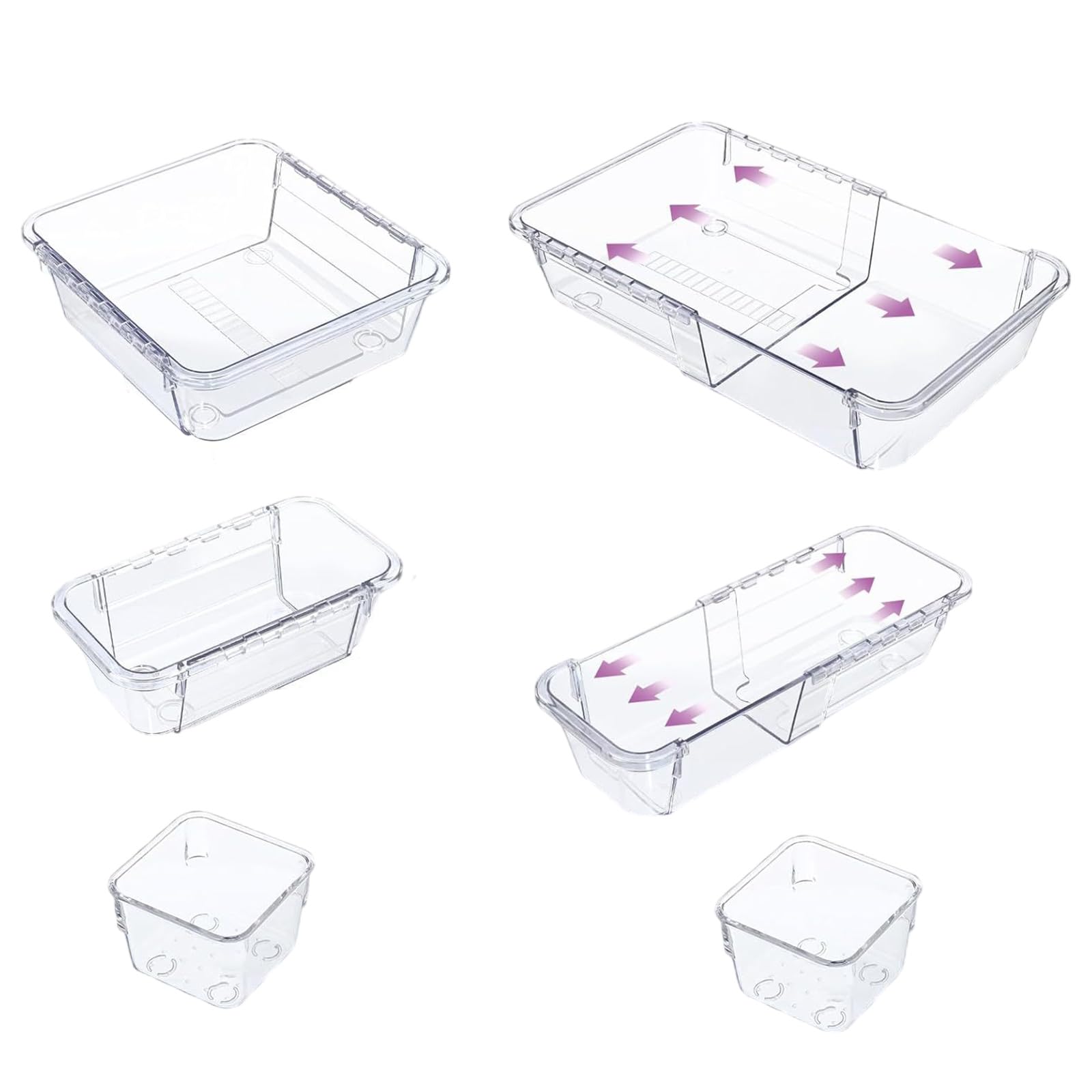 carotoe Expandable Drawer Storage Organizers Compartments Sturdy Waterproof ABS Tray for Utensils Accessories Expandable Storage Tray
