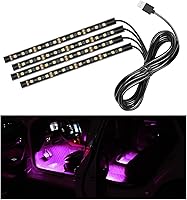 Vista 17 de Tira de luz LED para coche, 24 LEDs RGB, luces de neón para interior con ambiente, 12V, luz nocturna ambiental debajo del salpicadero, lámpara