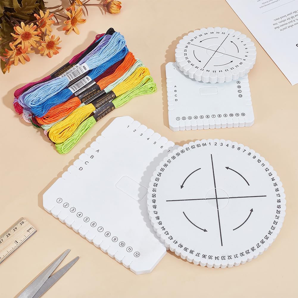 WEBEEDY Kumihimo Kit for Adults Beginners, Japanese Kumihimo Starter Kit Bracelet Beaded Braid Set Include 4 Pcs Square & Round Disk with 24 Thread for Beading & Bracelet Weaving Supplies
