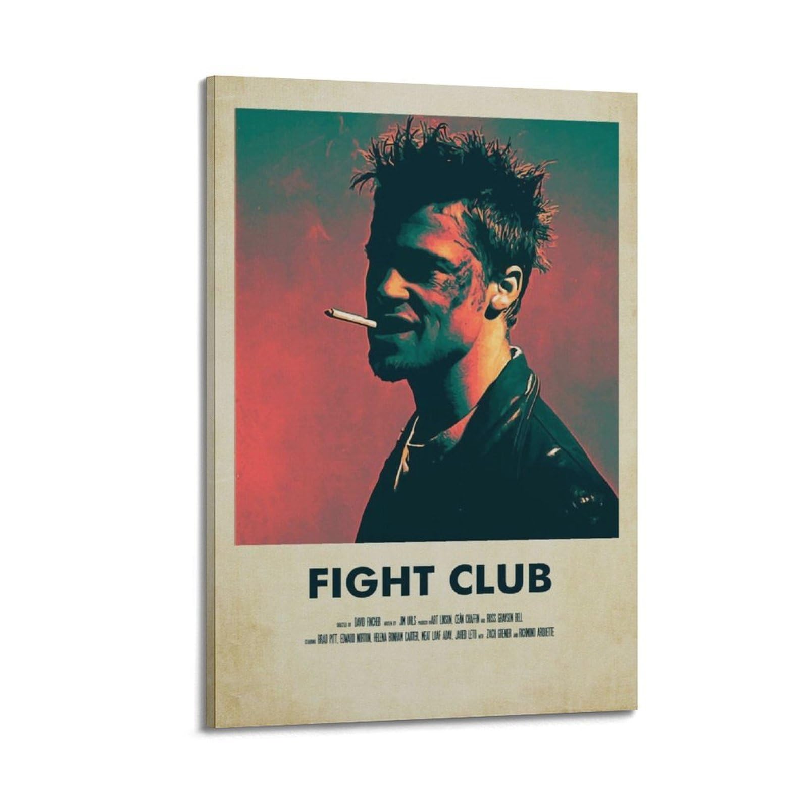SUDANGDIANZI Vintage Movie Fight Club Poster For Bedroom Aesthetic 90s Canvas Poster And Wall Art Modern Family Bedroom Gym Office Decor Gift 20x30inch(50x75cm) Frame-style