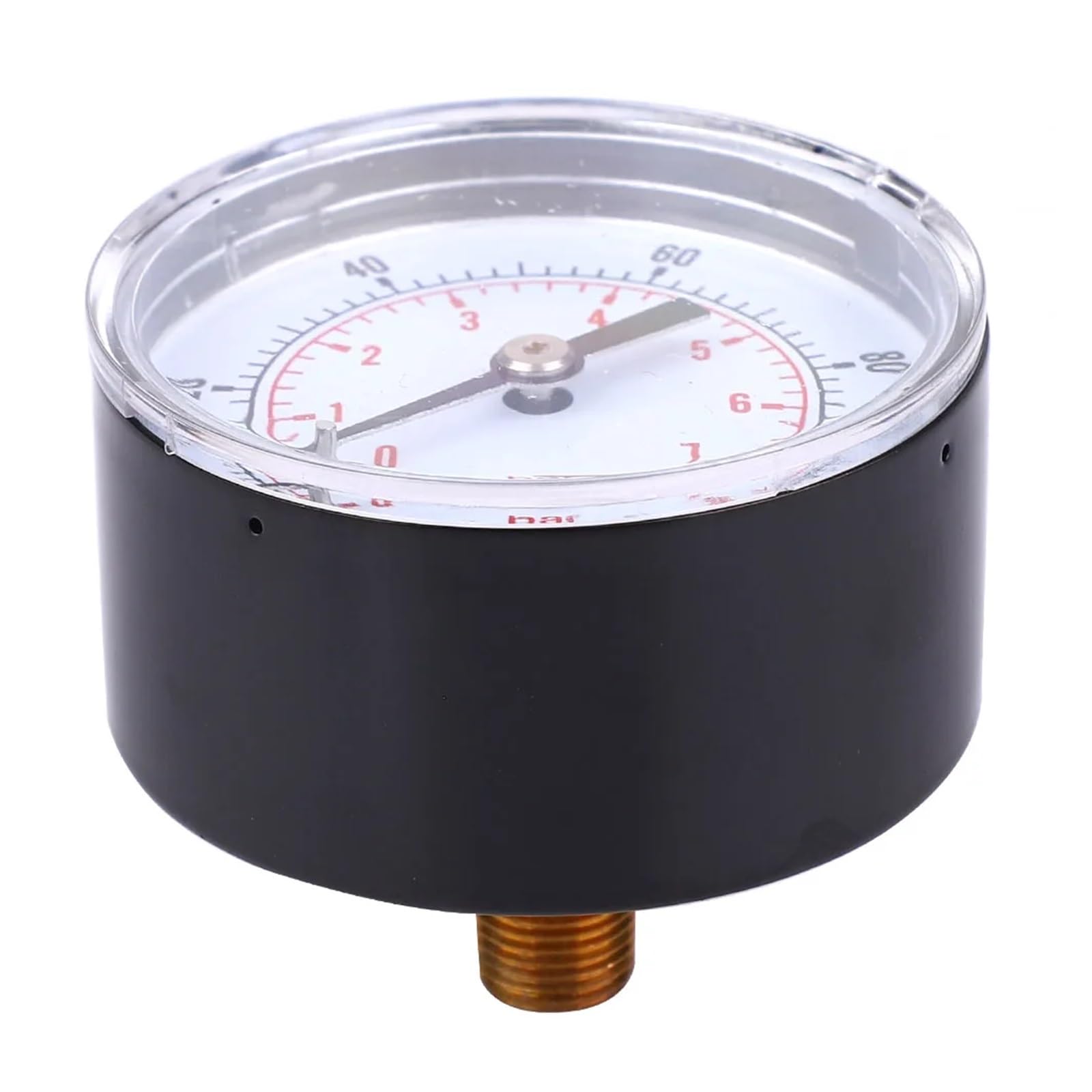 Manómetro, Manómetro de presión de 50 mm con esfera de 1/8 BSPT for aire, agua, petróleo y gas, 0-100 PSI, 0-7 bar, color negro