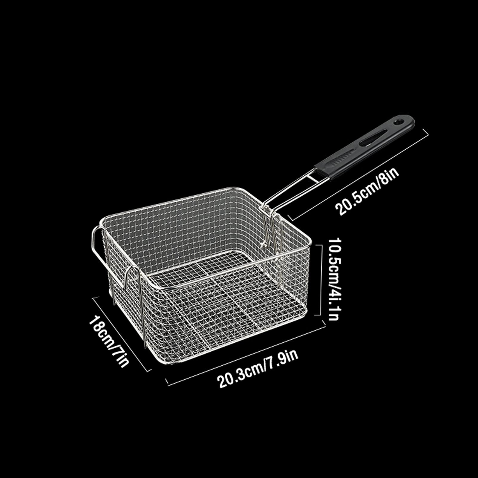 Passoire à friture, écumoire à huile, panier à friture carré en acier inoxydable avec poignée amovible, robuste et durable, les résidus d'huile sont très adaptés pour une utilisation dans les cuisin