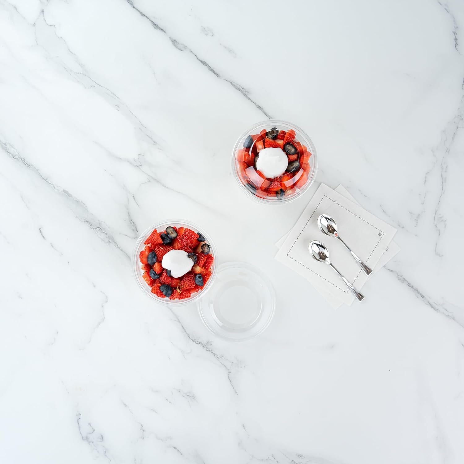 Restaurantware-LIDS ONLY: RW Base 3.9 x 1.6 Inch Dome Lids With Wide Hole, 50 Disposable Transparent Covers - Ice Cream Cups Sold Separately, Sustainable, Clear Plastic Dome Lid, Ideal For Takeaways