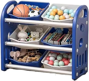 Toy Storage Bedroom Furniture 3 Tier Toy Storage Organizer With Removable 6 Bins Plastic Box For Playroom Bedroom Living Room Display Rack For OutsideB